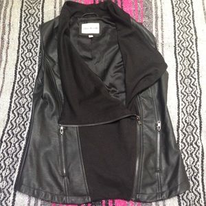 Faux Leather/Knit Moto Vest